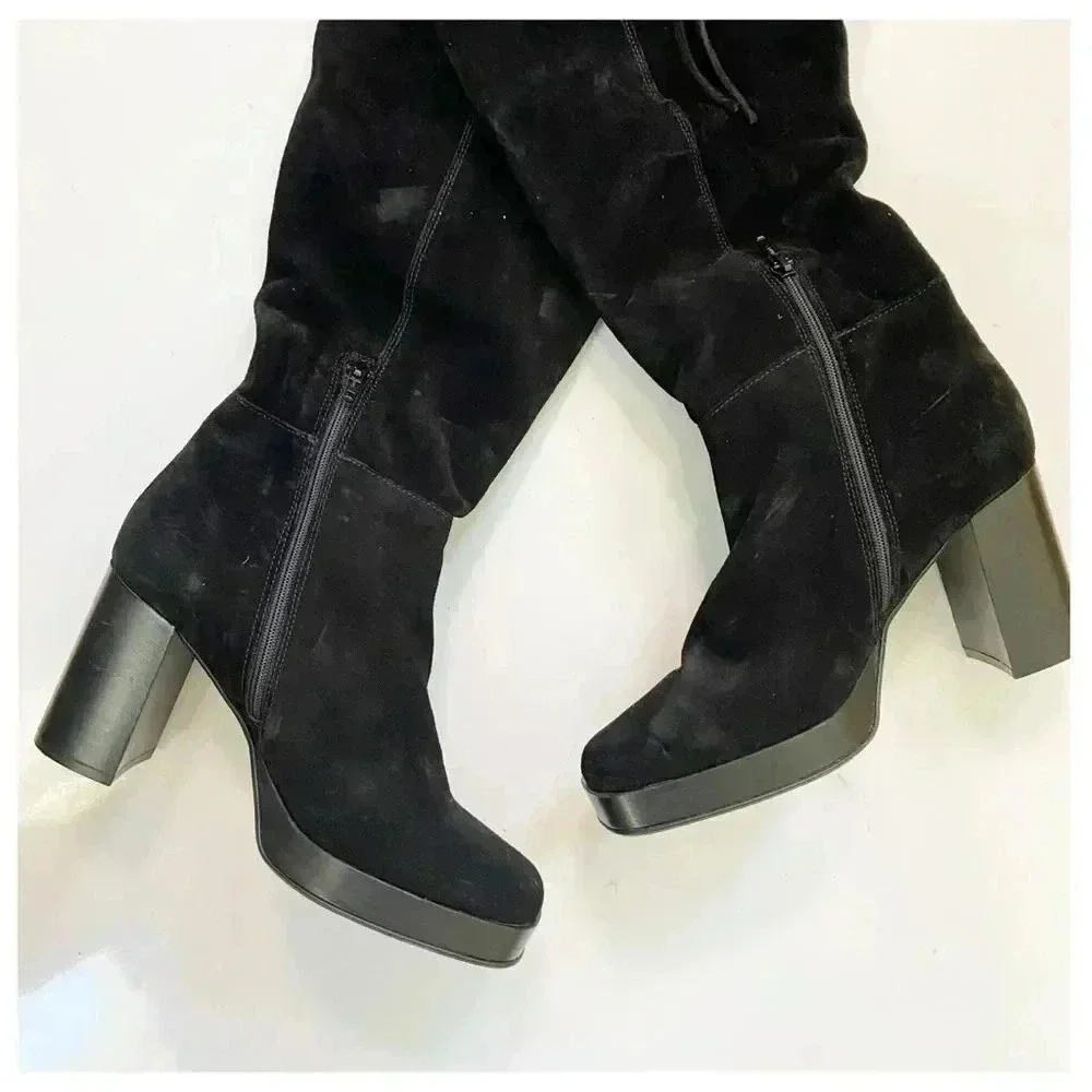 NEW Free People Echo Suede Over-the-Knee High Heel Boots size 38 US 7.5